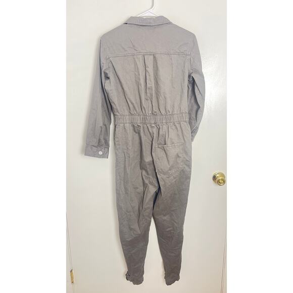 H&M Divided Gray Utility Jumpsuit Women’s Small Zip Front Long Sleeve - Picture 2 of 6